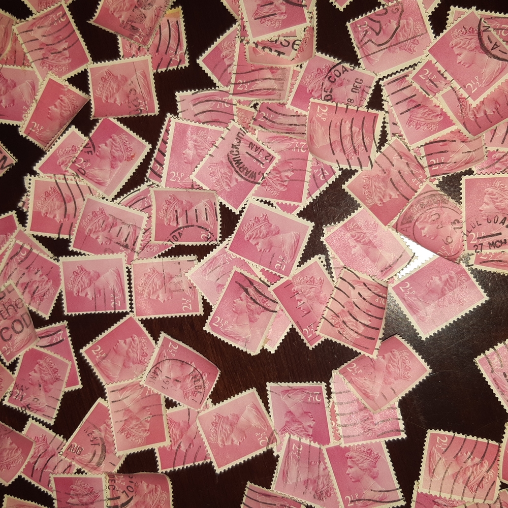 200+ Pink British Crafting Postage Stamps 2 1/2 P